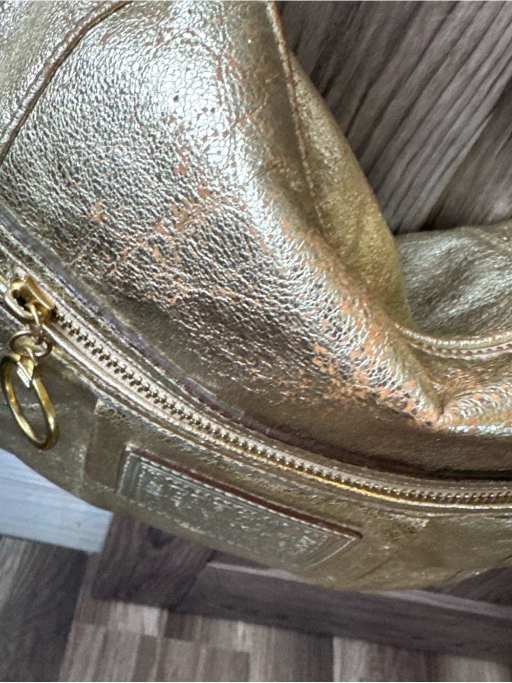 Coach Poppy 2012 Metallic Gold Shoulder Bag with Front Zip Pocket - Picture 16 of 16